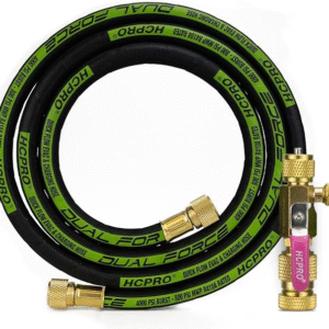 KIT DE EVACUACIÓN DE DOBLE FUERZA, MANGUERA DE 3/8 PULGADAS Y 6 PIES CON HERRAMIENTA DE EXTRACCIÓN DE NÚCLEO DE VÁLVULA NOMINAL DE VACÍO, 1/4 PULGADAS HEMBRA X 3/8 PULGADAS MACHO Y PUERTO
