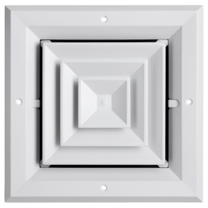 DIFUSOR 20X20CM 4 VIAS DE ALUMINIO CON DAMPER ECO