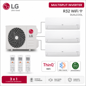 MULTISPLIT LG INVERTER DUALCOOL R32 WIFI 2 X 12.000 + 1 X 9.000 BTU/H